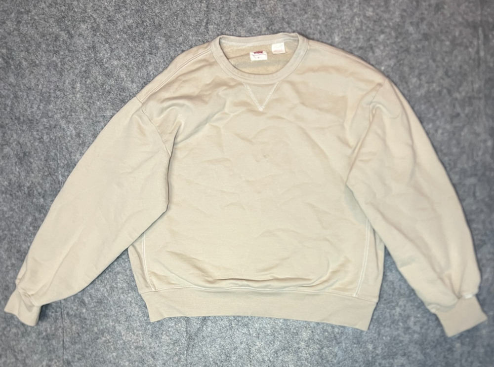 Levi's Womens Beige Long Sleeve Crew Neck Pullover Sweatshirt Cotton Size Small